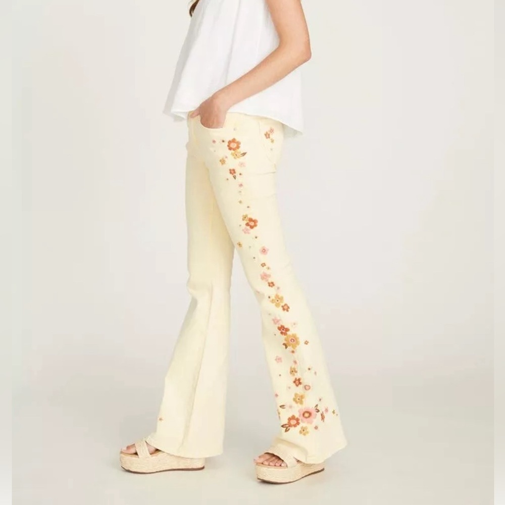 Free People-Driftwood Farrah Embroidered Flare Jeans-Floral-New-Citrus Mod-25
